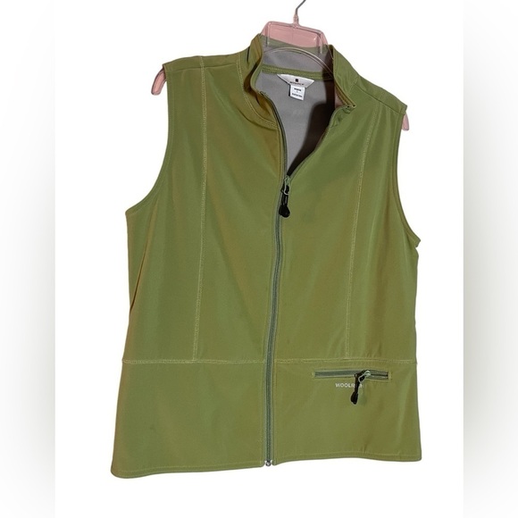 Woolrich women’s vest green zippered jacket base layer Lagen look pockets Large - Picture 1 of 10